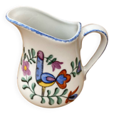 Antique Deshoulleres Deswarte Pitcher White Ceramic Painted Decor Vintage