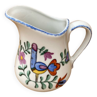 Antique Deshoulleres Deswarte Pitcher White Ceramic Painted Decor Vintage