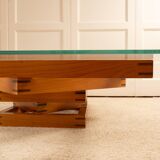 Table Corinto en verre et bois, Italie 1970