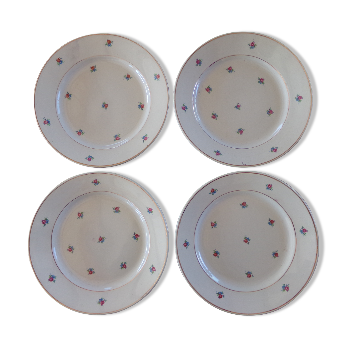 Set of 4 old flat plates Luneville