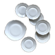 Set of 6 old dessert plates + gilded Sologne porcelain dish