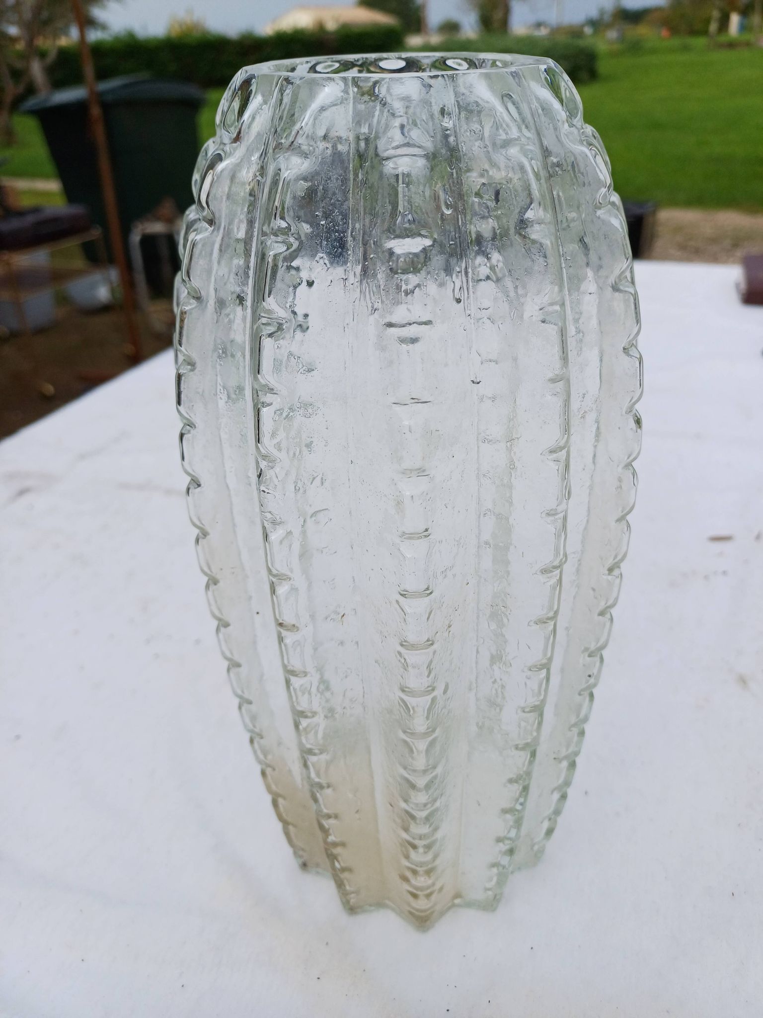 Vase année 60 en verre granité