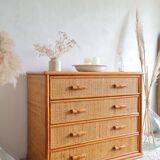 Vintage rattan chest of drawers circa 70s