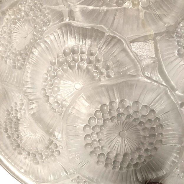 Art Deco pendant lamp, pressed glass basin, molded