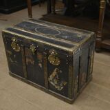 Malle de voyage Regoldia Lyon en carton tissu et bronze 1920