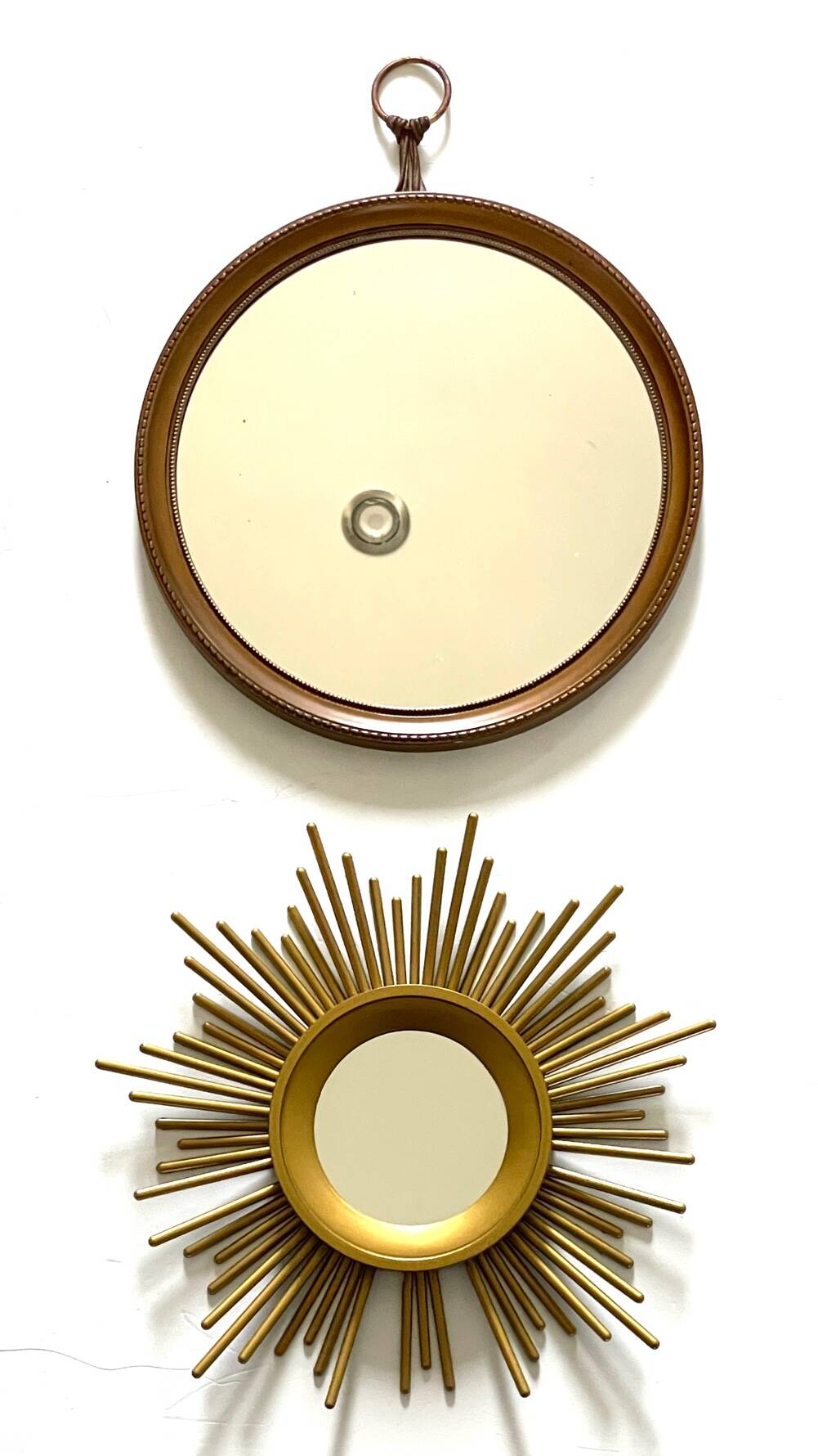 Duo of Vintage Golden SUN MIRRORS