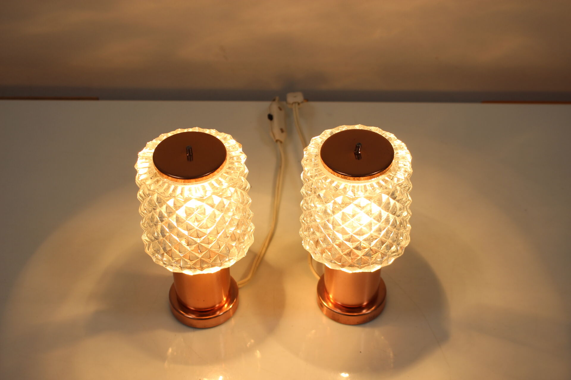 Pair of Copper Table Lamps by Kamenický Šenov, Czechoslovakia 1970