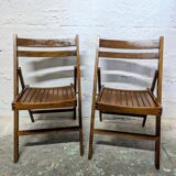 Pair of wooden folding chairs