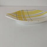 Salins shuttle dish – “Montreal” yellow & black decor – 1950s