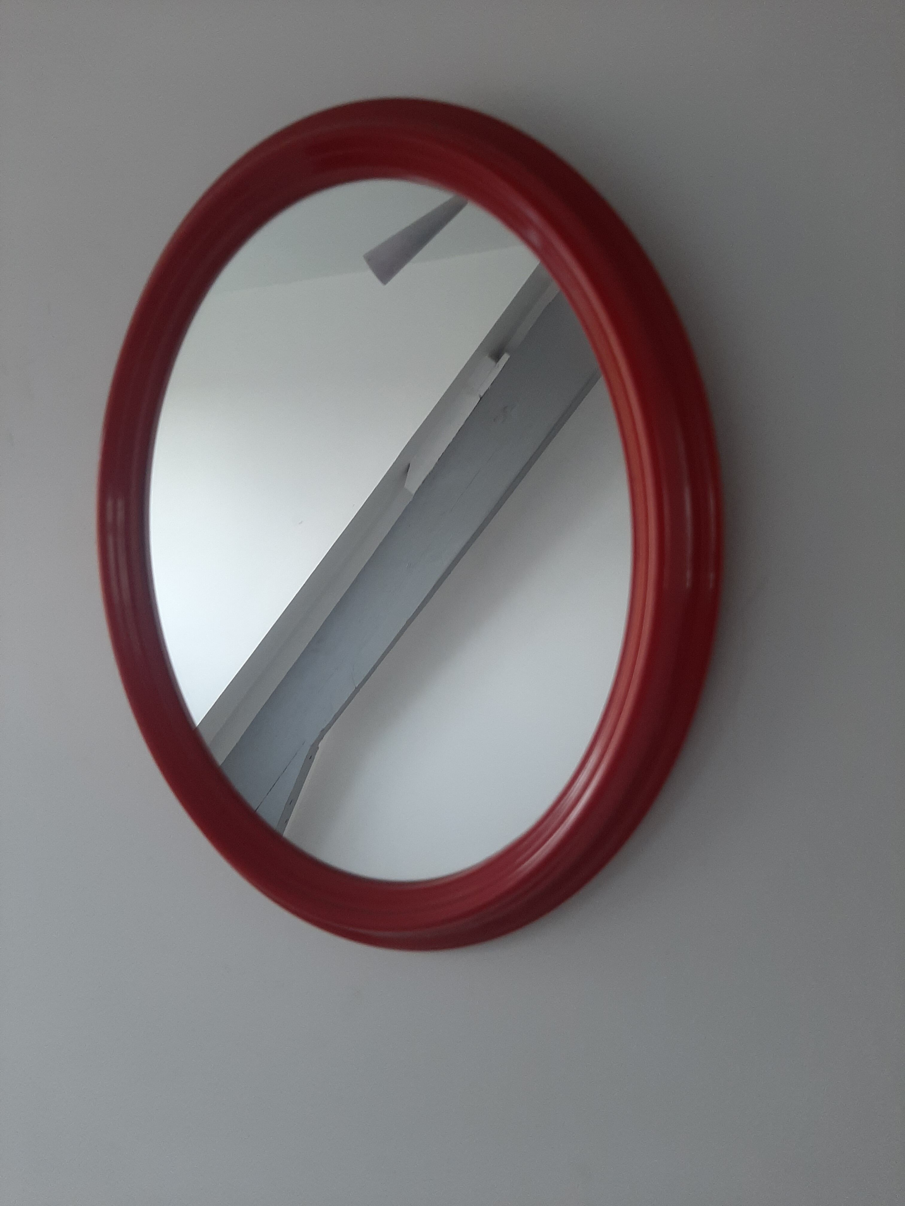 Vintage oval red mirror 60s 70s