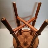 Tabouret en rotin et châtaignier tressé