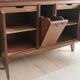 Vintage 1950s Mado sideboard - two sections - patinated wood & art deco glass