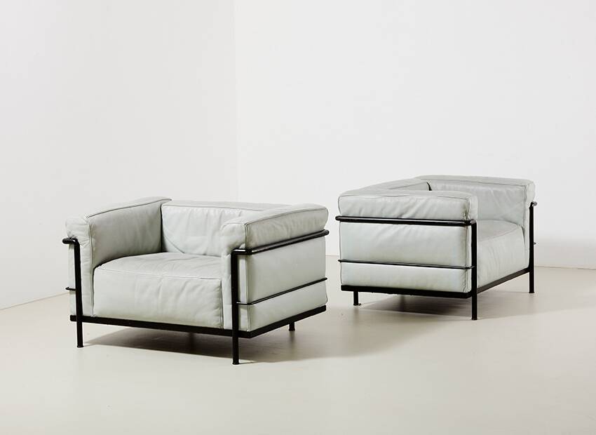 Le Corbusier Pair of LC3 Lounge Chairs for Cassina 1927/1970s