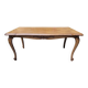 Table basse style Louis XV en marqueterie de chêne et merisier