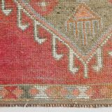 3x11 Reddish Coral Tones Vintage Runner Rug, Handwoven Runner Rug,91x346Cm