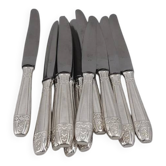 12 dessert, cheese, and Grand Prix entremets knives in silver-plated Art Deco style.