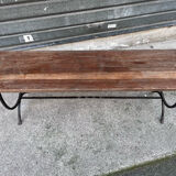 Rustic oak wrought iron bench