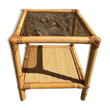 Bamboo and smoked glass side table, 1970s