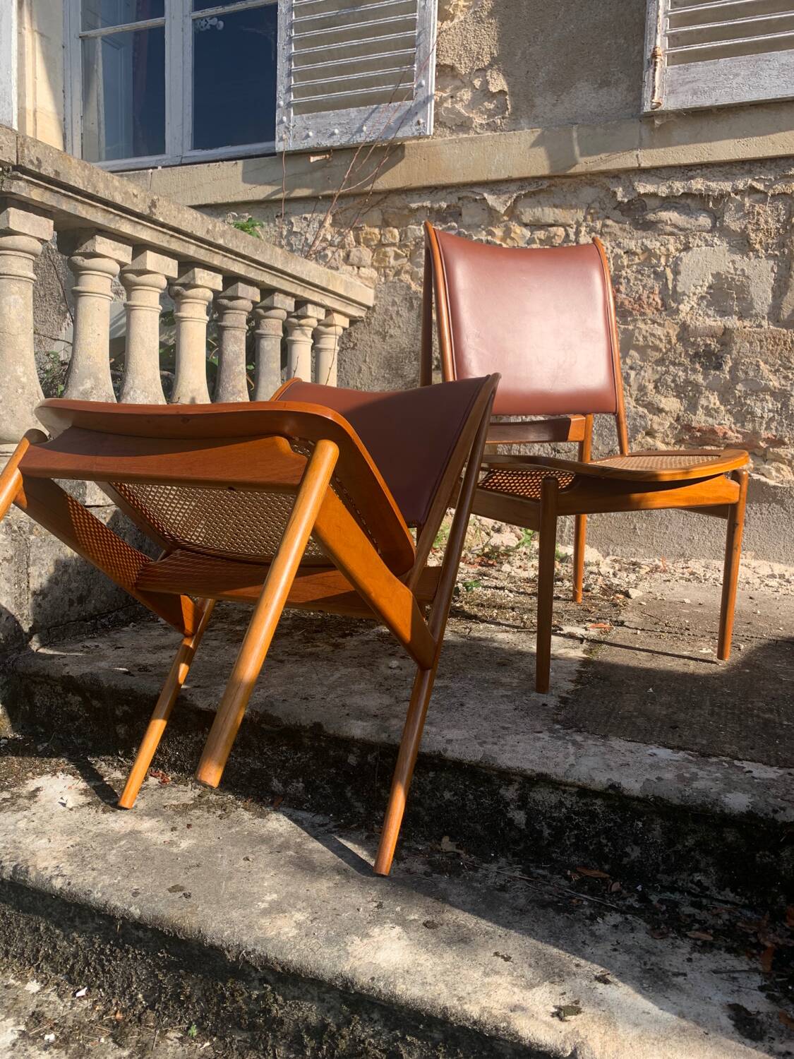Two rare FJ49 Egyptian Finn Juhl chairs