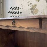 Brutalist desk in elm, signed Aranjou.