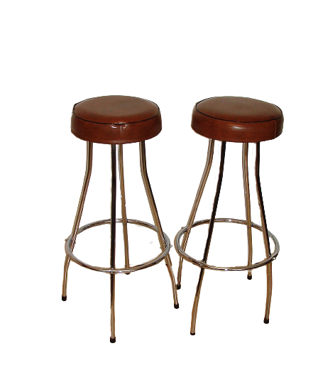 Pair of hockers, bar chairs 70s