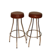 Pair of hockers, bar chairs 70s