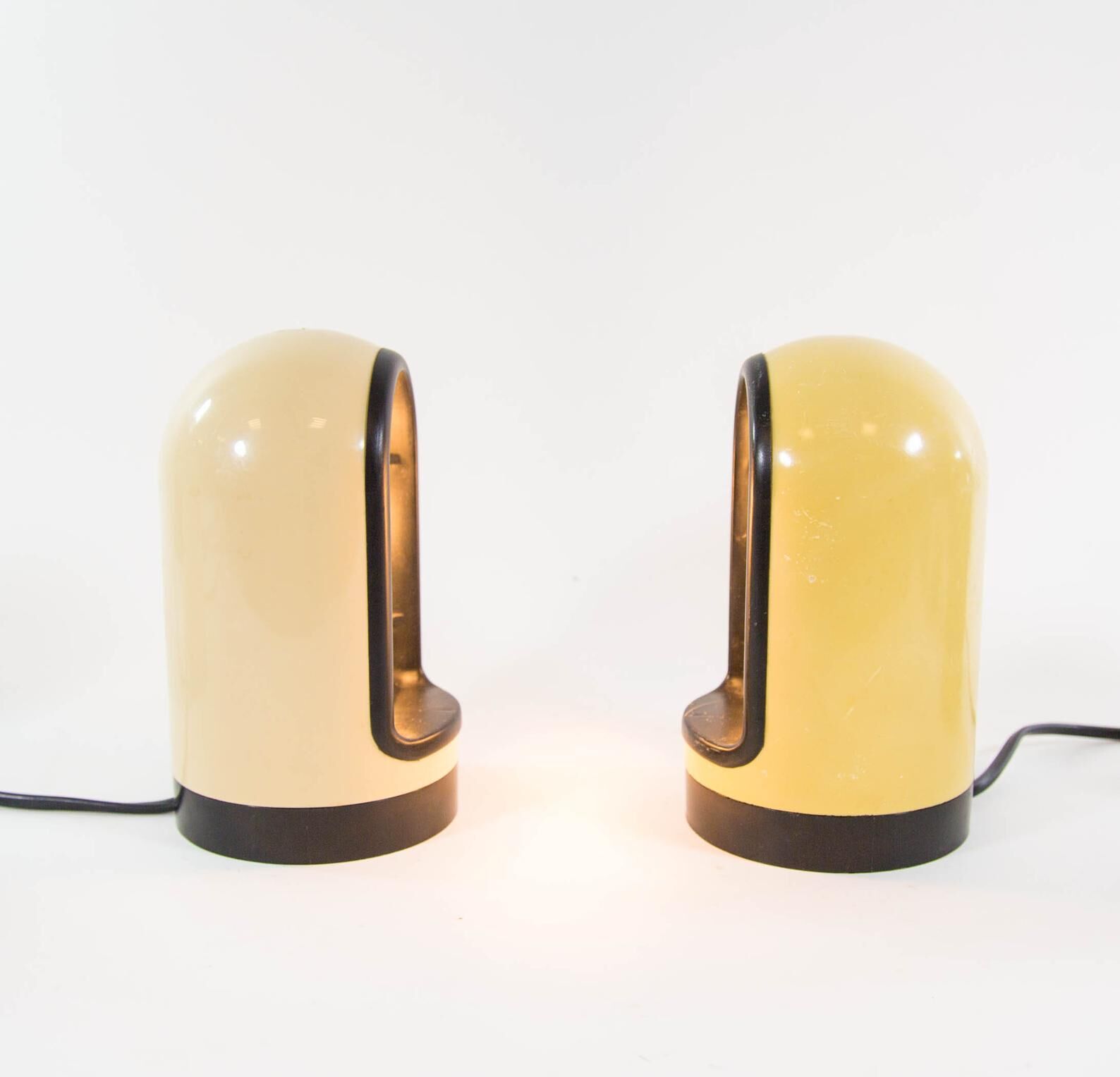 Table lamp and beige applique inside aluminum 70s