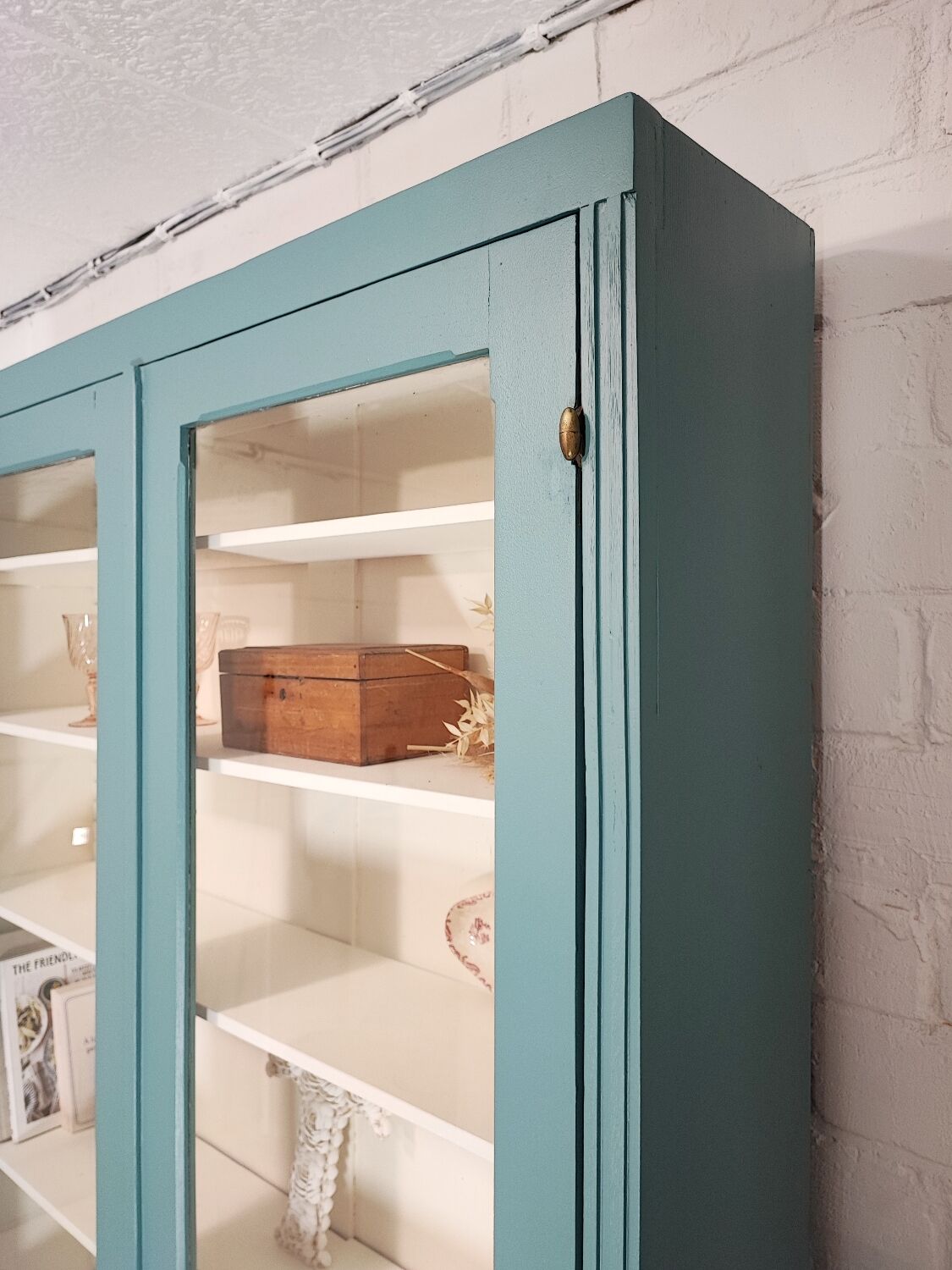 Blue vintage bookcase