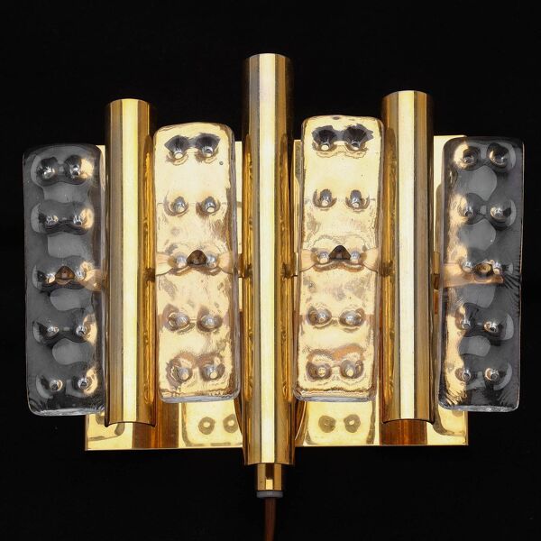 Paire d'appliques en verre et laiton Hans-Agne Jakobsson