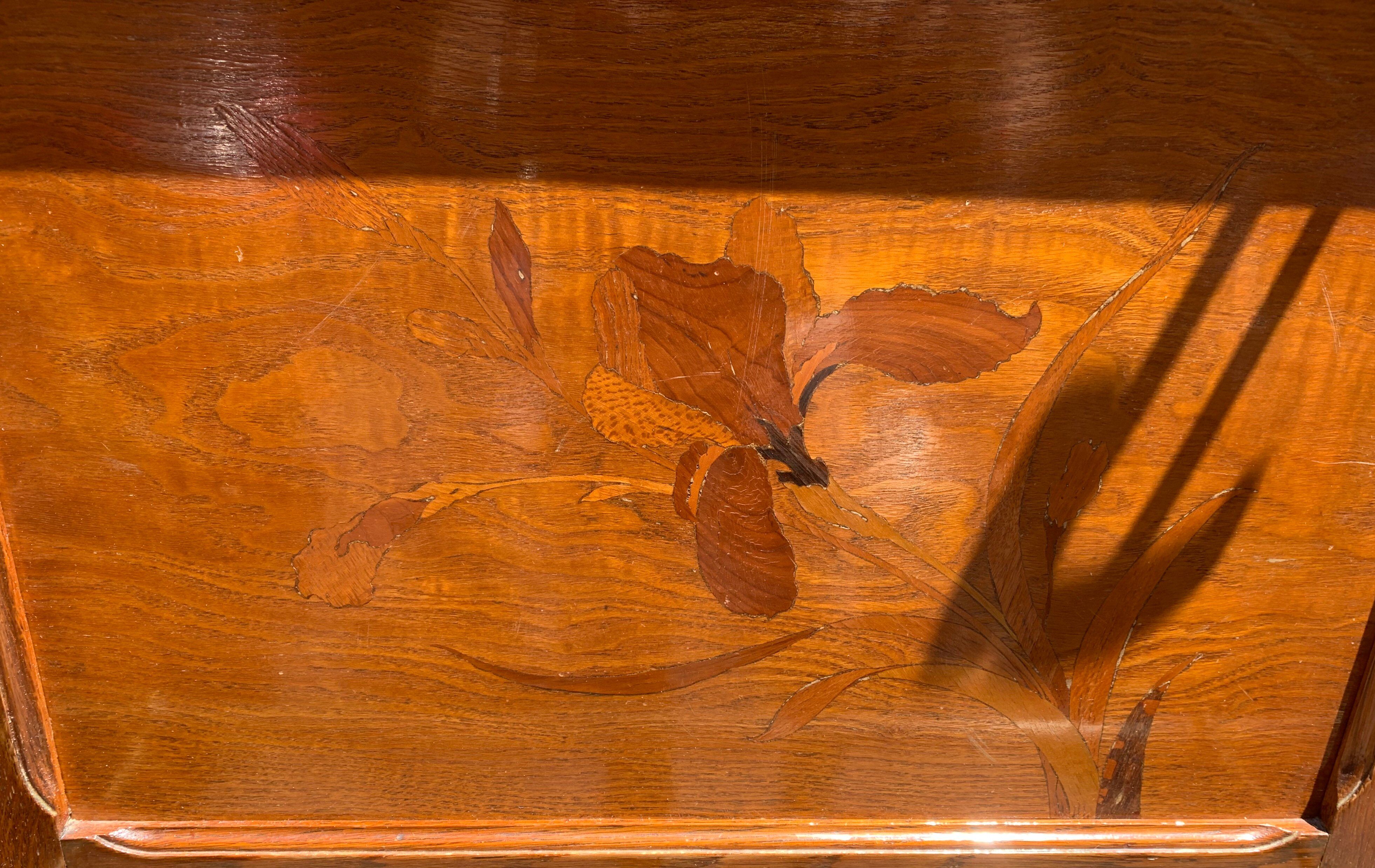 Antique french bronze, acacia, and walnut coat rack by Émile Galle