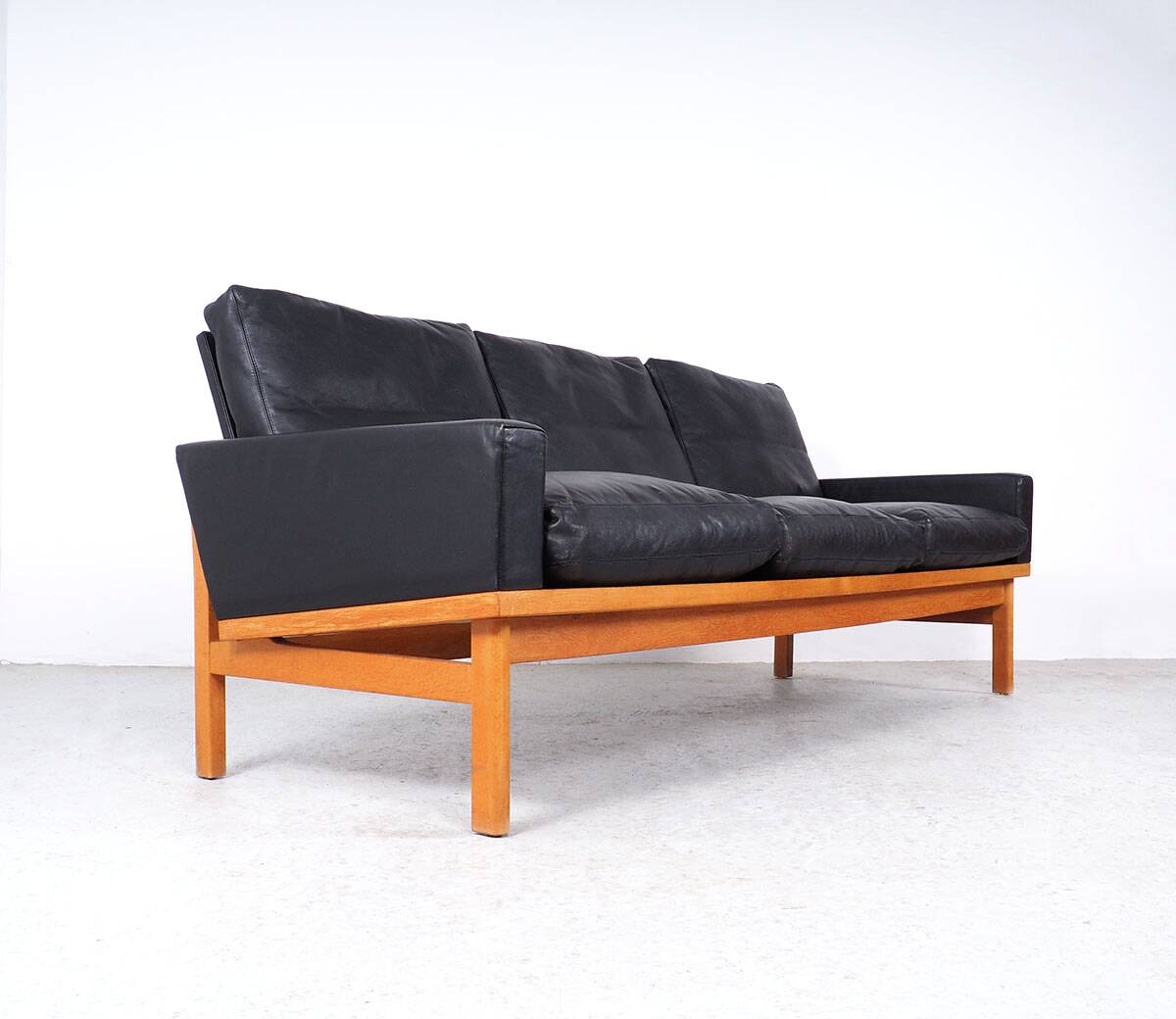 Vintage Black Leather Sofa by Poul M. Volther for Erik Jørgensen, 1960s