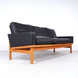Vintage Black Leather Sofa by Poul M. Volther for Erik Jørgensen, 1960s