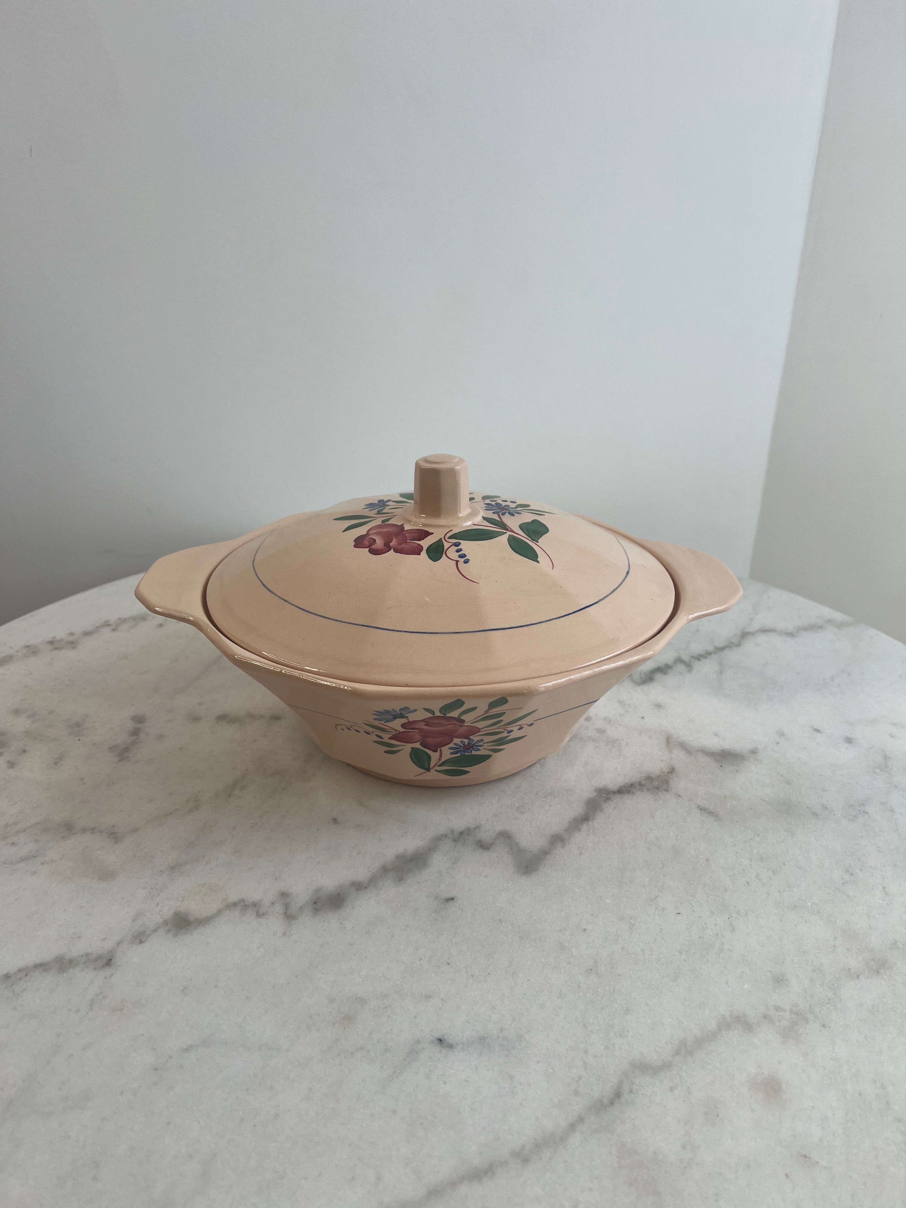 Hand-painted soup tureen from Sarreguemines.