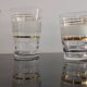 Set of 5 water glasses and 5 aperitif glasses with granite decorations and gold edging from the 1950s