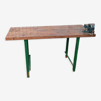 Établi d'atelier industriel table travail bois métal