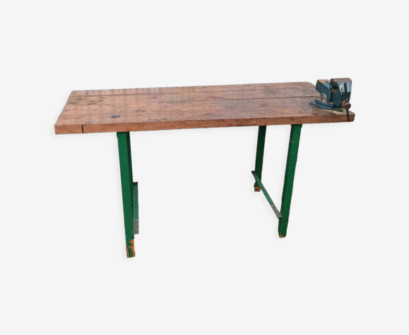 Établi d'atelier industriel table travail bois métal