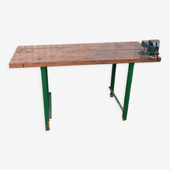 Industrial workshop workbench table wood metal work