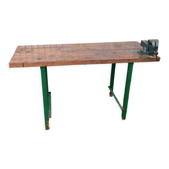 Établi d'atelier industriel table travail bois métal