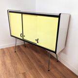 Buffet vintage en formica jaune pieds eiffel