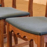 Six vintage 1960s Danish ladderback oak chairs, Henning Kjærnulf brutalist style