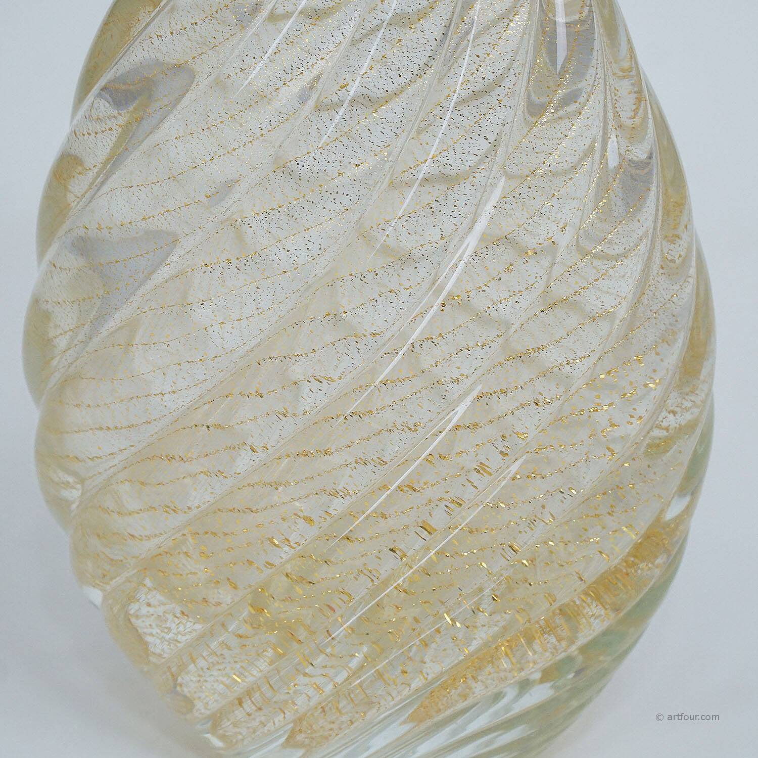 Flavio Poli for Seguso Vetri d'Arte Incrociato oro vase 1949