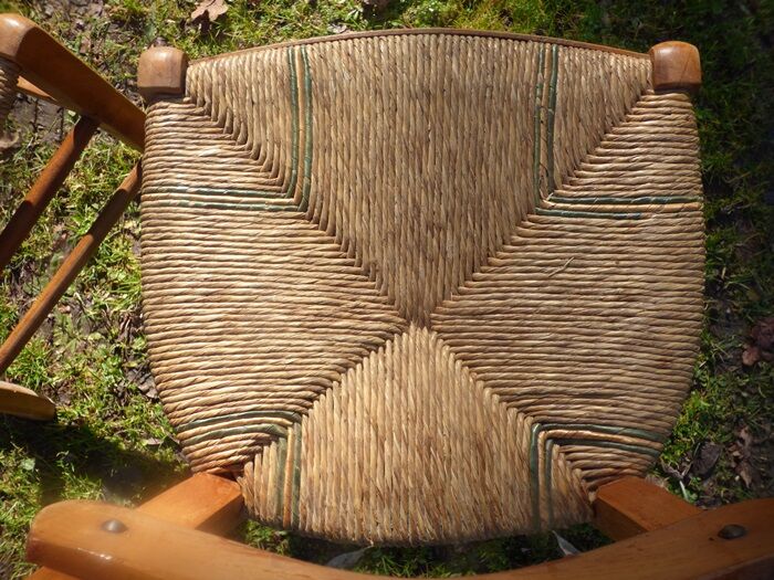 2 Solid wood straw chairs