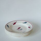Set of 6 Givors dessert plates, Perce-Neige model, 1950