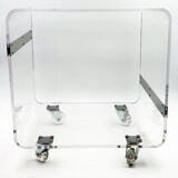 Plexiglas side table on wheels