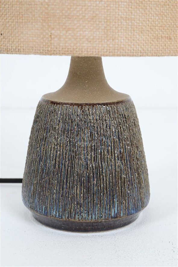 Rare handmade Søholm ceramic table lamp with jute lampshade / Mid-century Danish modern design / 1960s/1970s