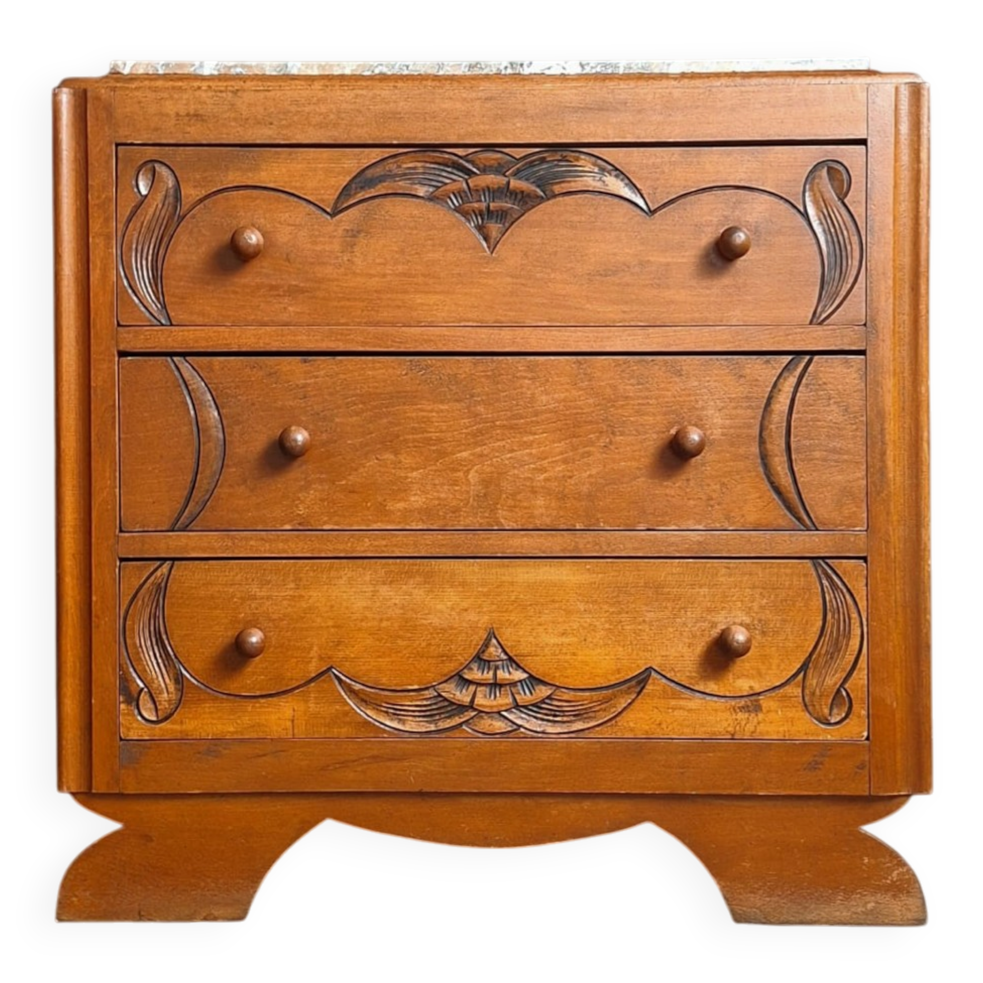 Art Deco commode, vintage antique piece with marble top.