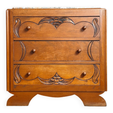 Commode art déco, meuble ancien vintage plateau marbre