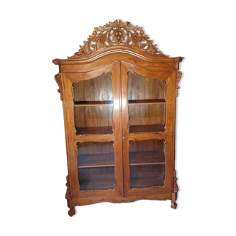 Large glass and carved cabinet
