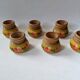 Egg cups in wood with hand-painted floral decoration, handcrafted