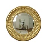 Large Round Wooden Butler Mirror Convex Mirror Witches Eye Gold